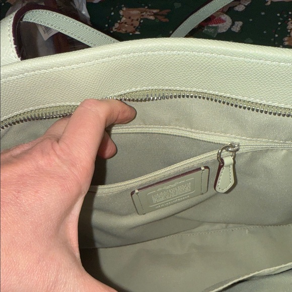 Coach City Tote Bag Sage green crossgrain leather interior pockets - Picture 9 of 15